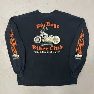 Vintage 2013 Big Dogs Biker Club Rare Double Sided Biker Long Sleeve T Shirt XXL